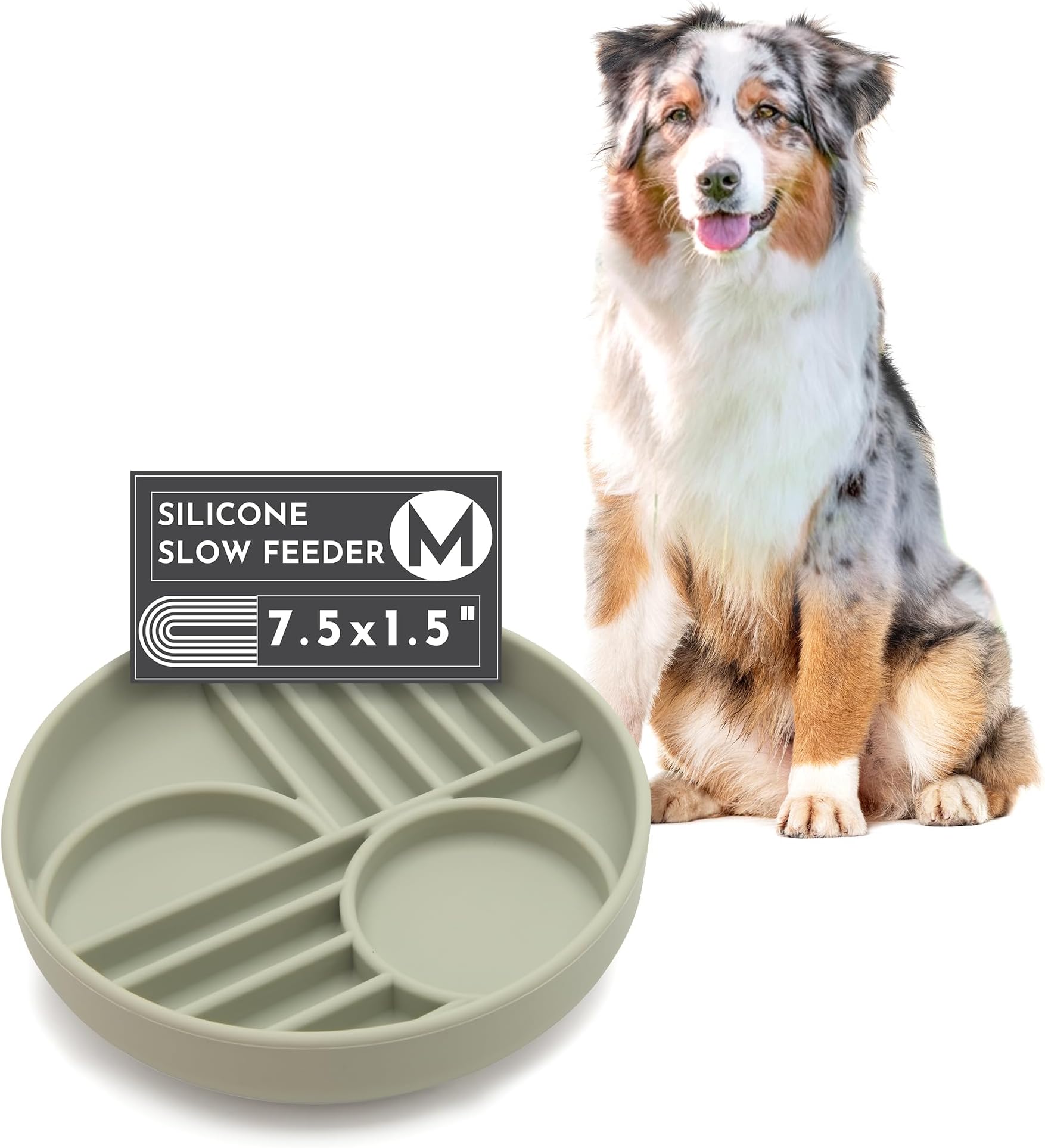 Should We Go? Slow Feeder Dog Bowls - Medium Size Silicone Slow Eating Dog Bowl for Puppies & Dogs with Suction Cup -Dishwasher-Safe, Lick Mat Design, Reduces Gulping,for All Breeds,7.5โx1.5โ- Sage