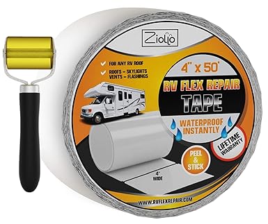 RV Flex Repair Tape, White, 4 in by 50 Ft, Roller