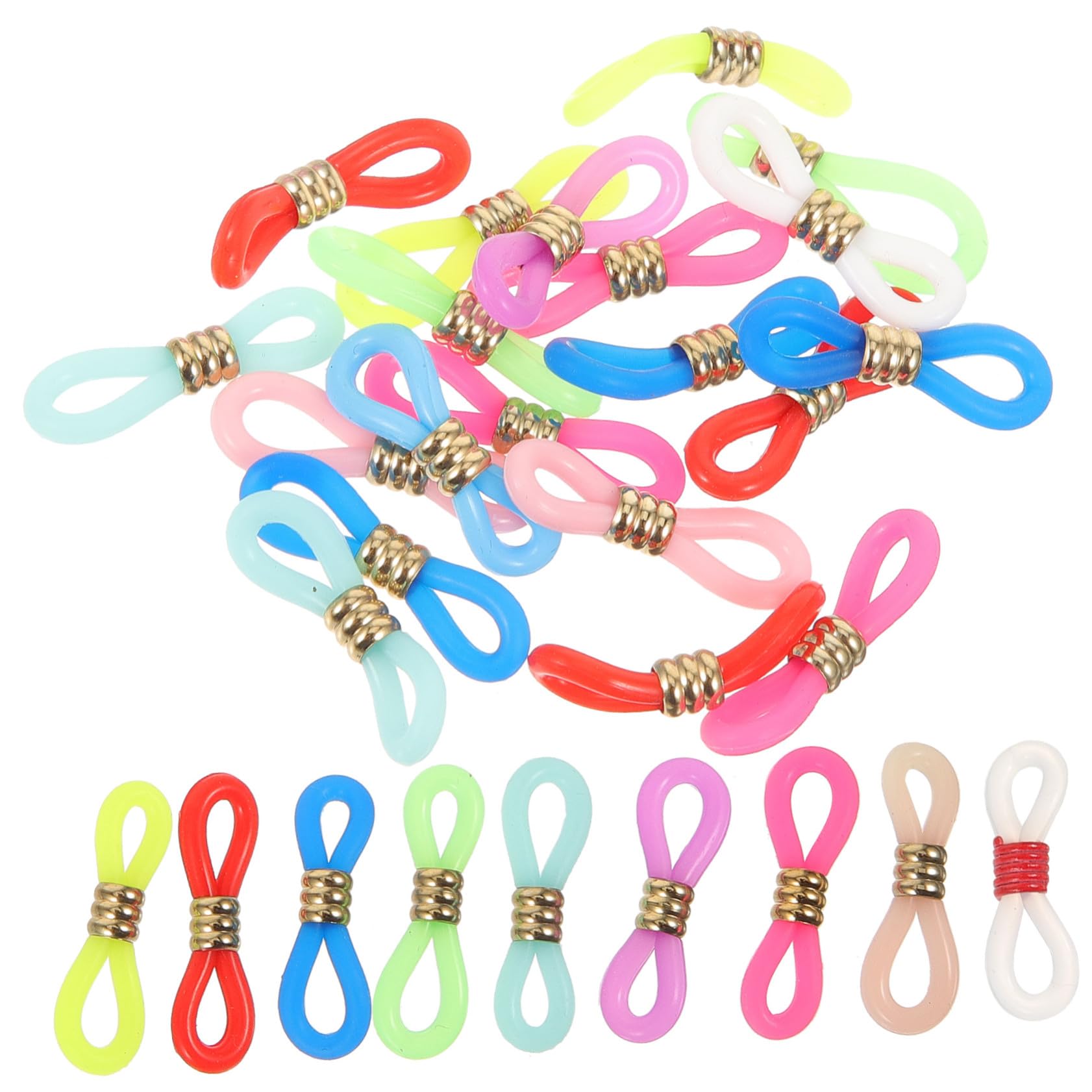 Toyvian 60 pièces Embouts de Chaîne Lunettes Silicone Antidérapants Réglables pour Soleil Connecteurs Pratiques et Durables pour Sport et Usage Quotidien