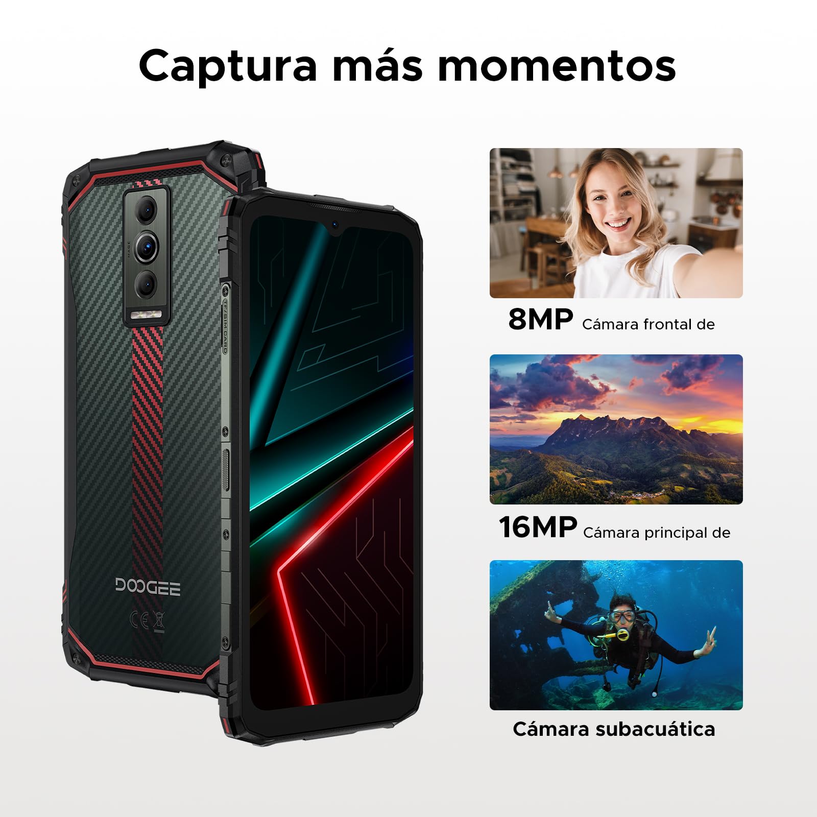 Blade 10 Energy Telefono Movil Irrompible 4.5G, 24GB+128GB/2TB /6150mAh OTG / 16MP/ 6.56" HD+ 90Hz Android 15 Movil Resistente Dual SIM/NFC/Face ID/Huella/IP68/IP69K Smartphone