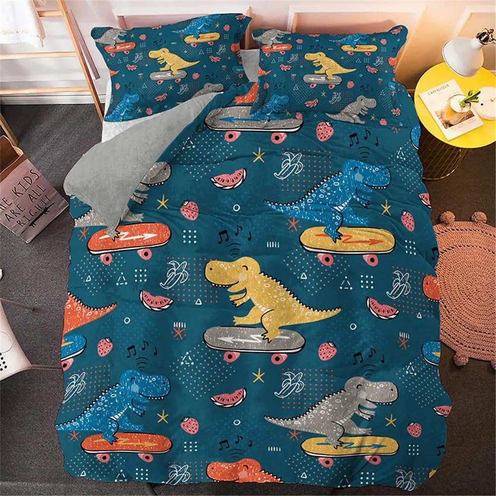 Housse de couette dinosaure 3D haute qualité en tissu premium doux pour lit enfant US Queen