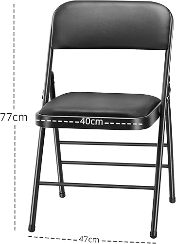 Miniatura 7 de cyclone sound Paquete de 2 sillas plegables con cojín y respaldo acolchados de poliuretano, sillas de metal de grado comercial con cómodo cojín de