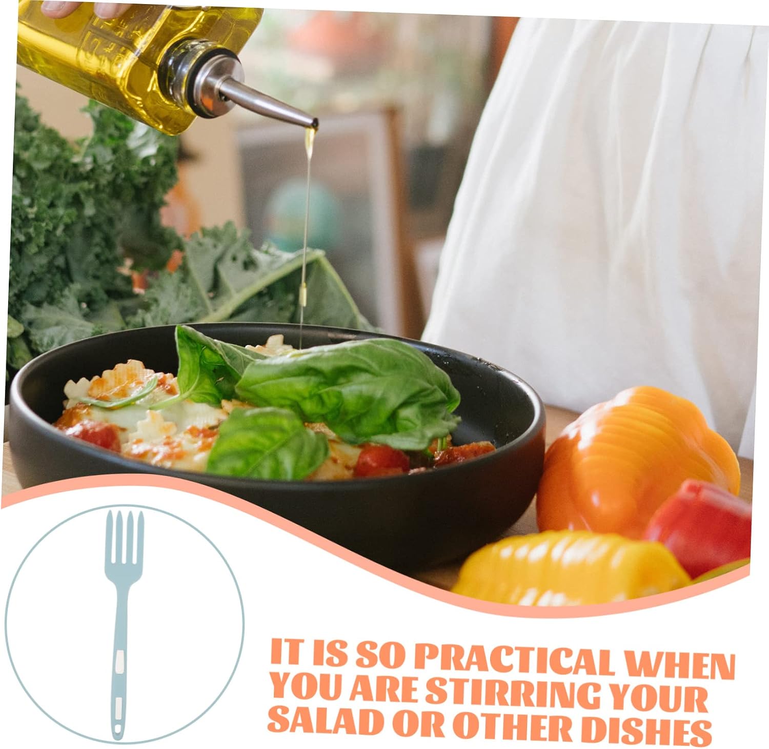 Cabilock 3pcs Kitchen Utensils Pasta Server Fork Reusable Food Fork Large Ergonomic Washable Tools