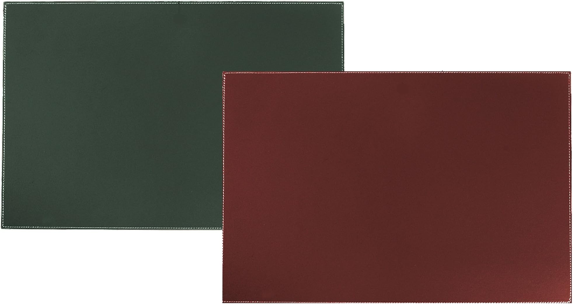Desk Pad Blotter Protector Comfortable with Faux Leather Feels Smooth and Sturdy with Reversible Style Colors Forest Green to Burgundy, Size 16 X 24 Inches.