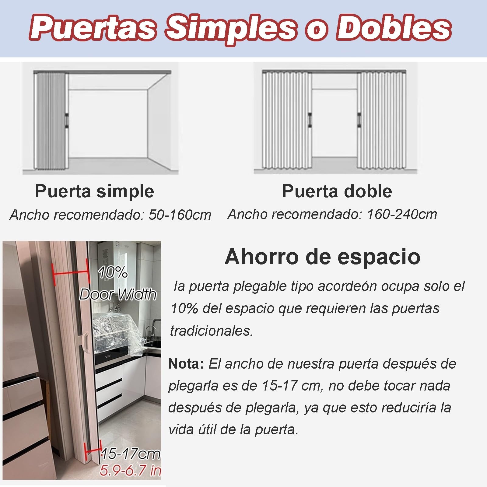 ZAQYCM Separador De Ambientes Corredera Baño Cocina Salon Armario, Puerta Plegable De Aluminio con Cerradura y Cierre, Invisibles Puertas Acordeon De Interior Gris/Blanca
