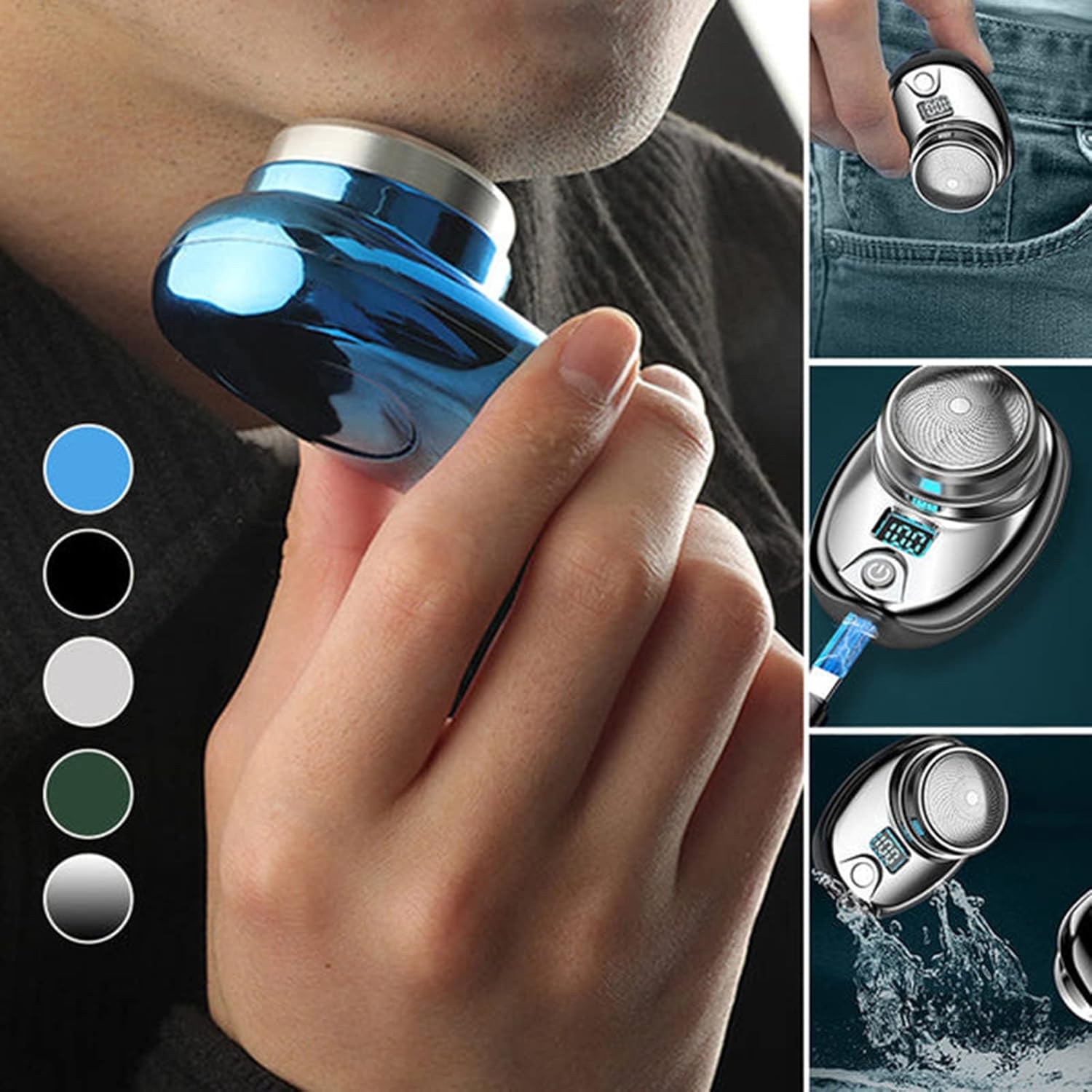 Mini Shaver Portable Electric Shaver, USB Rechargeable, Men's Modern Style, Black, 15 Blade Stainless Steel, Rotary Head, Travel Electric Razor, Gift for Men, Father