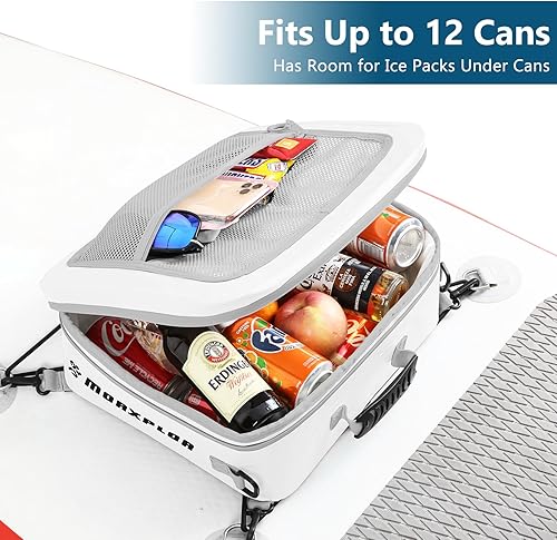 Miniatura 55 de Bolsa térmica impermeable de PVC para paddleboard, 12 latas, enfriador aislado suave para paddleboard, camping, kayak Azul oscuro