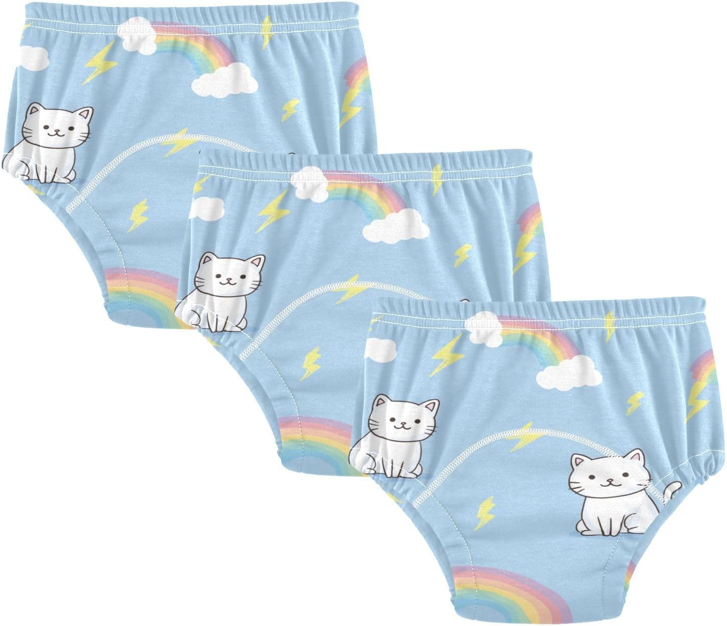 Baby Girls Underwear Potty Training Pants Reusable Cute Animal Cat Rainbow Lightening Overnight Potty Training