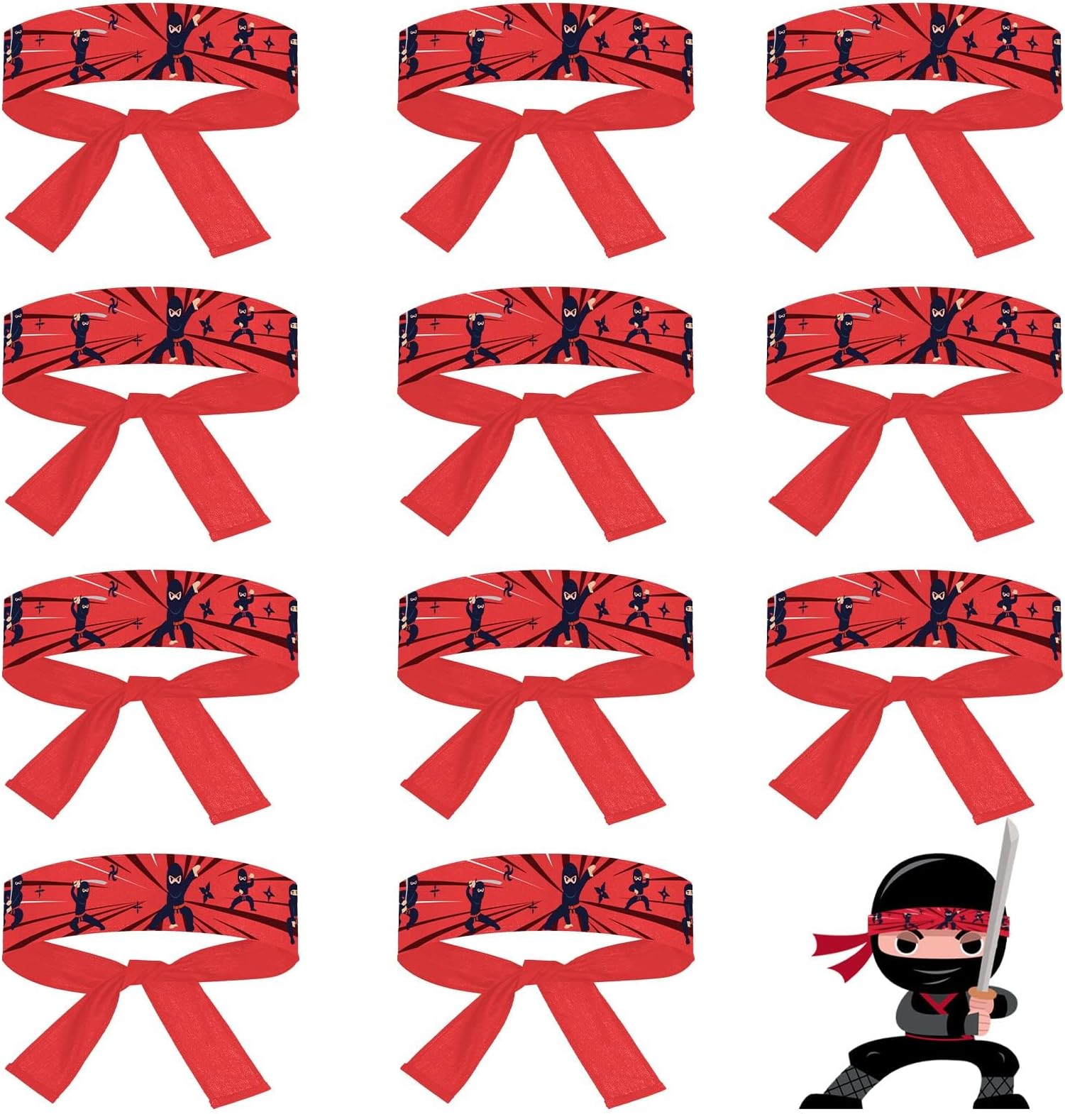 12Pcs Karate Headbands Birthday Party Favors Red Karate Decorations