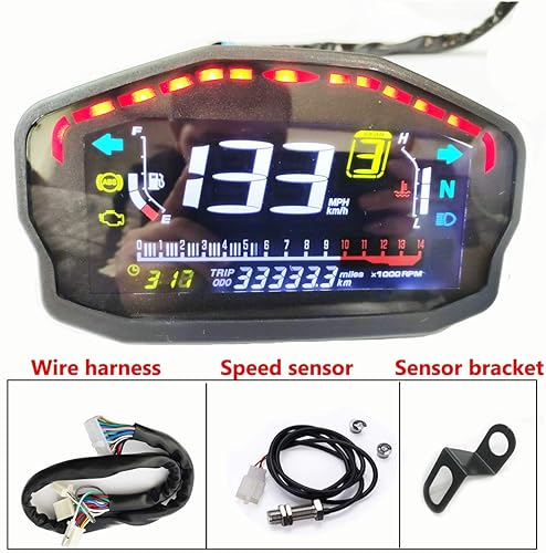 Miniatura 3 de SAMDO Universal motocicleta velocímetro odómetro tacómetro 14000 RPM 199 Kph Mph motocicletas refit agua temperatura medidor VA Realcolor