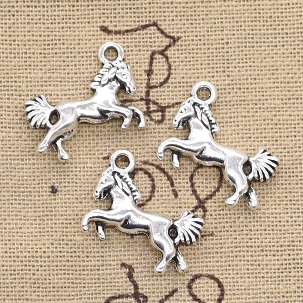 FZSWD 15pcs Charms Galloping Horse Steed 16X23mm Antique Silver Color Plated Pendants Making Diy Handmade Tibetan Silver Color Jewelry