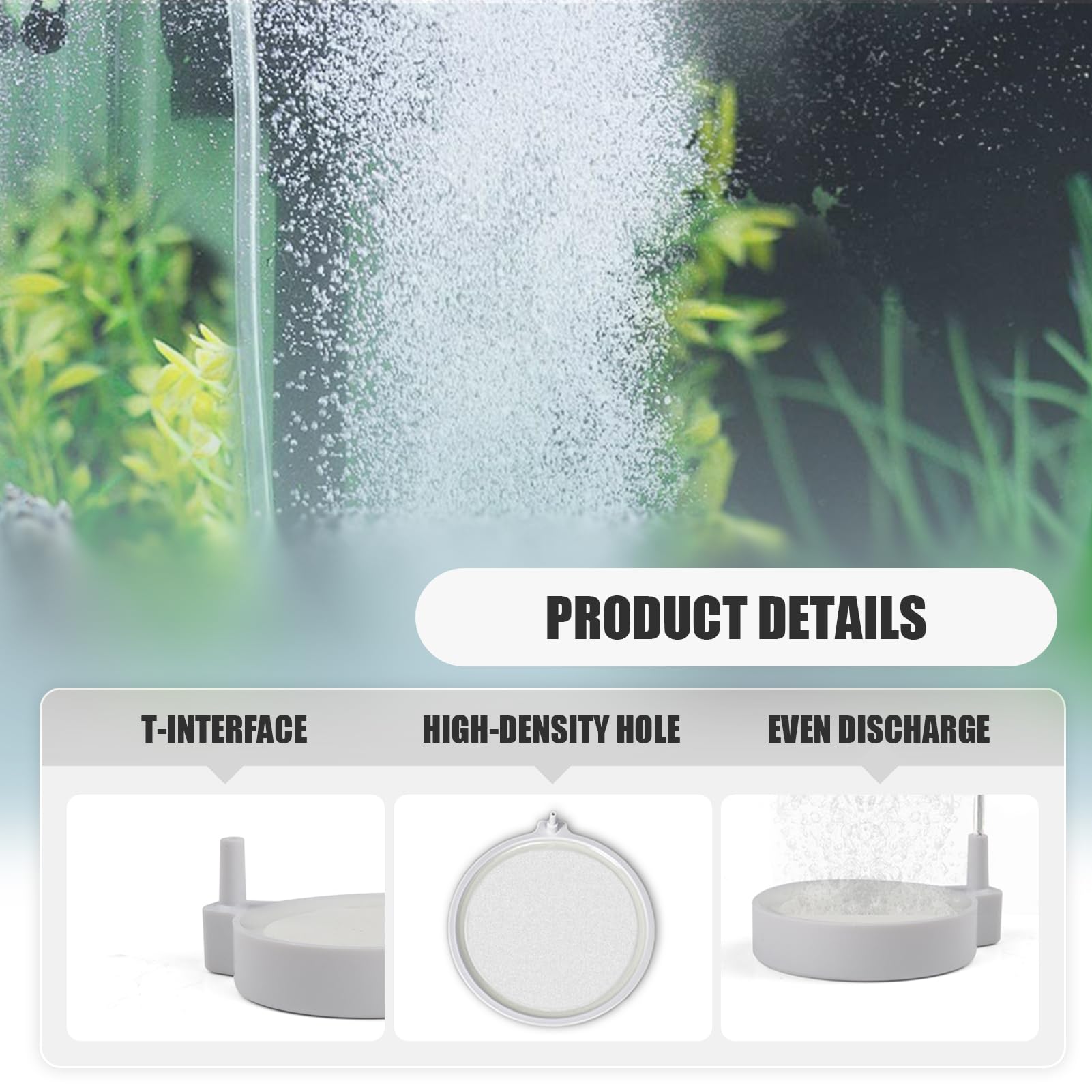 Aquarium Air Stone, 50MM Quiet Nano Fish Tank Air Stone Oxygen Aerator, Ultra-Fine Bubble Diffuser for Improved Oxygen Dissolution, Compatible with 50-80CM Tanks, Enhances Aquatic Health (White) - Image 3