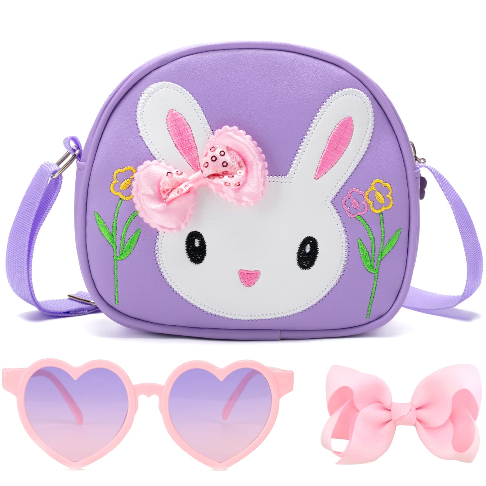 PRLINJSK Cute Toddler Purse for Girls Birthday Gift, Girls Bunny Purse for Kids Crossbody Bag Gift Set