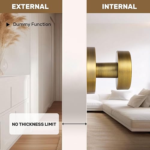 Miniatura 3 de Manija de puerta interior simulada, pomos de puerta negro mate para puertas de armario plegables, manija redonda de puerta moderna resistente,