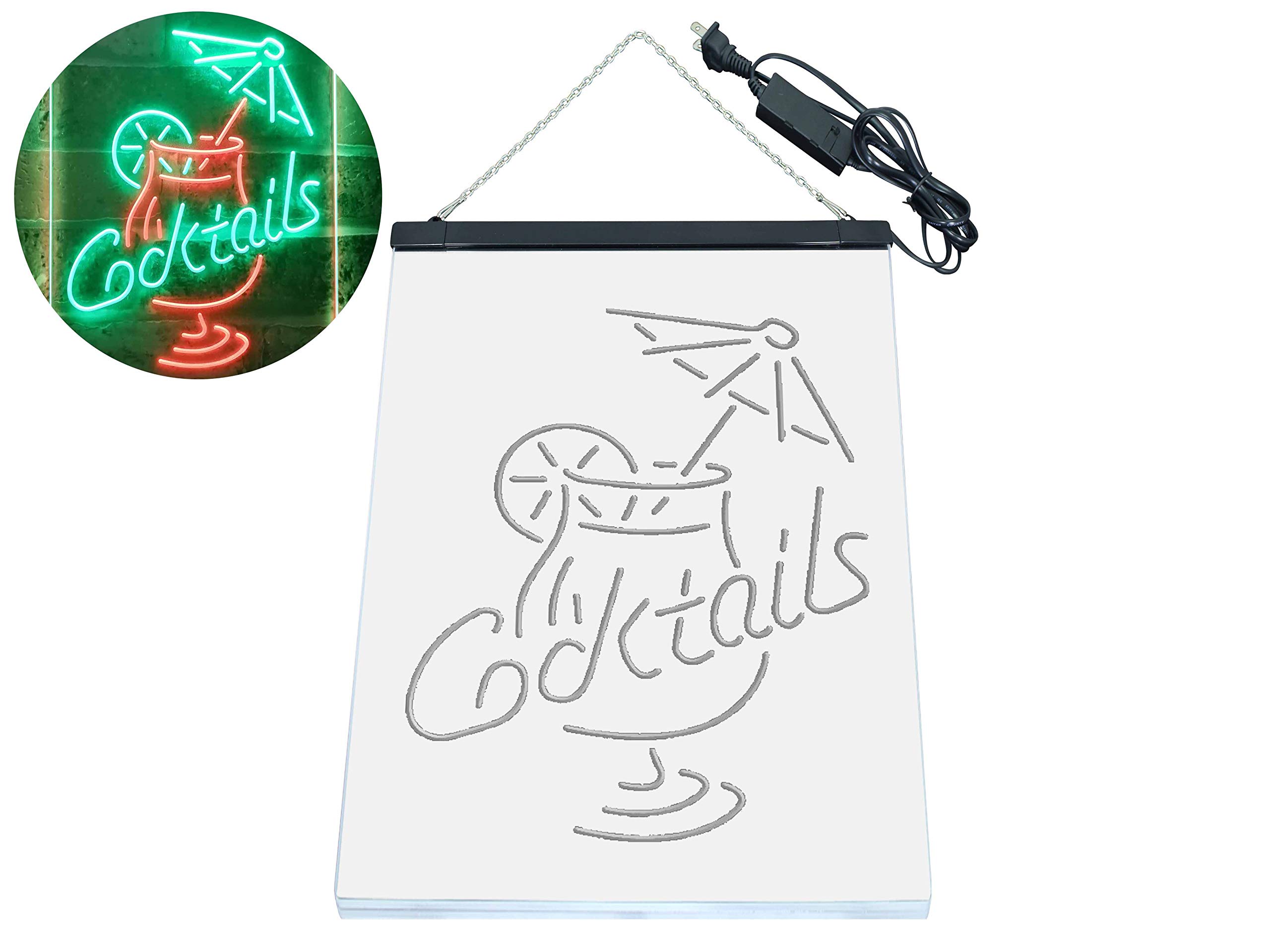 ADVPRO Cocktail Martini Umbrella Cup Dual Color LED Enseigne Lumineuse Neon Sign Vert et Rouge 400 x 600mm st6s46-i3348-gr