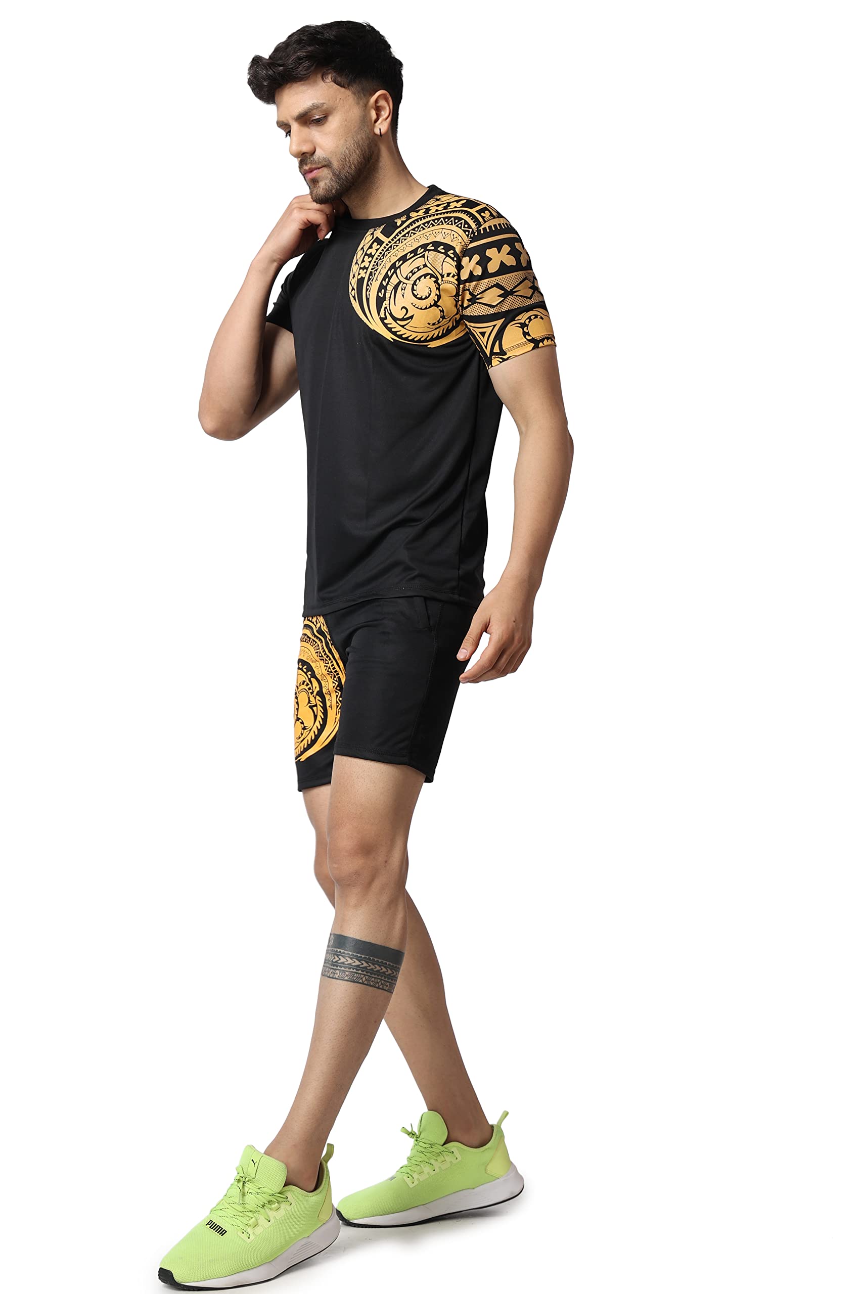 yellow tree "BLACK & BROWN Printed Designer Co-Ord Set (FT-Black-Brown-003)-picture-25