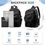 Sac à dos scolaire pour hommes et femmes, sacs pour l'université et le secondaire, sacs à dos décontractés, sac à dos pour ordinateur portable imperméable noir, sac à dos de voyage