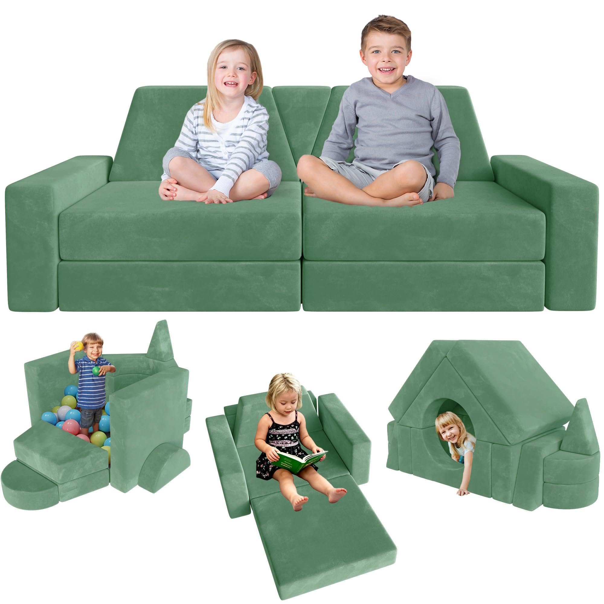 YEFU 15pcs Modular Kids Play Couch，1000+ Imagination Creative Play