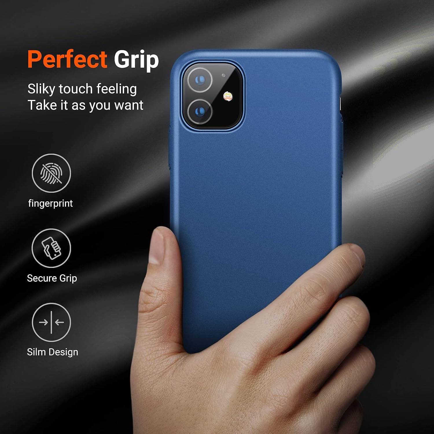 TORRAS Slim Fit Compatible for iPhone 11 Case 6.1 inch, Hard Plastic PC Ultra-Thin Phone Cover Case with Matte Finish Coating Grip for iPhone 11 Phone Case, Navy Blue
