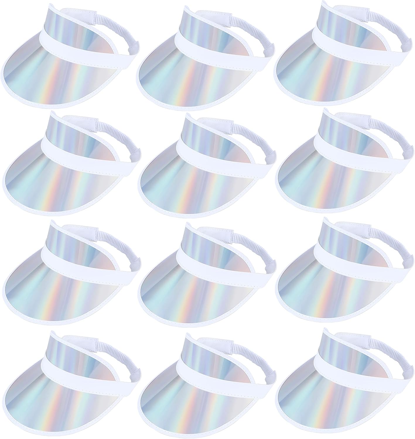 12 Pack Sun Visor Hats Women UV Protection Clear Outdoor Beach Sports Golf Sunhat Party Cap