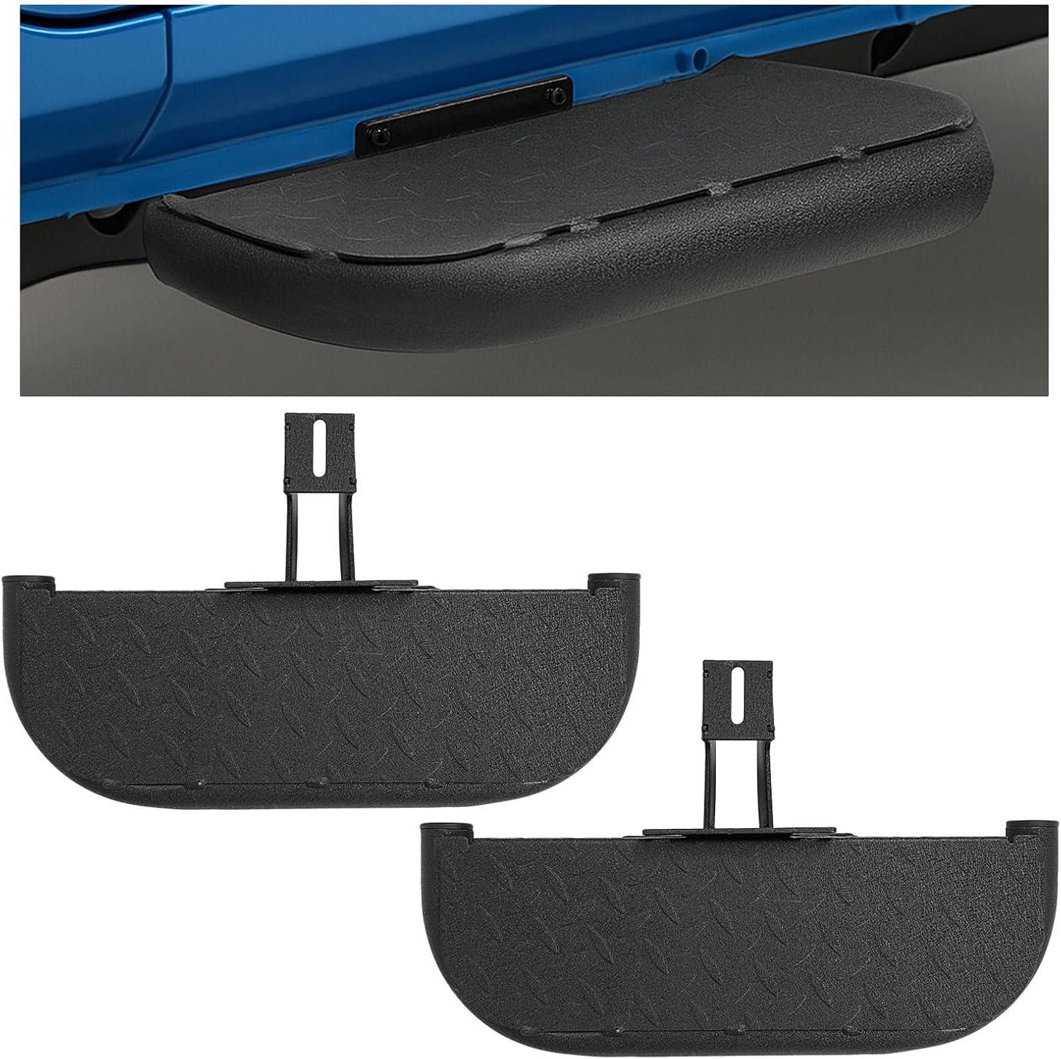 Rugged Side Steps Compatible with 2007-2018 Jeep Wrangler JK 2-Door Running Boards, High-Strength Steel Step Bars, Powder-Coated & Textured, 2-Piece Set