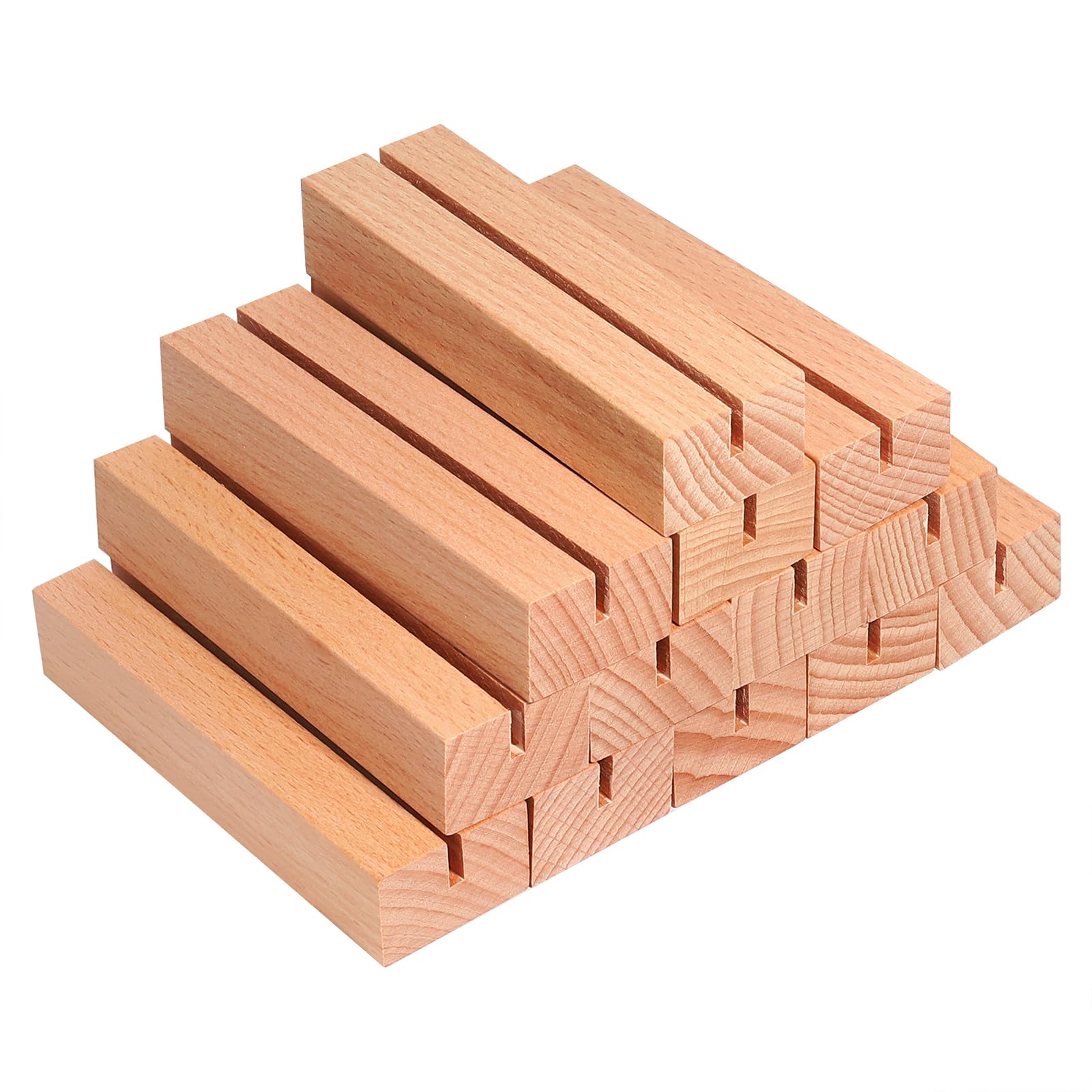 Srvnpioy Wooden Place Card Holders 16 Pcs, 10x3x2 cm Table Number Holders for Wedding Table Name Number, Pictures, Memos, Notes, Photos (Slot Width:3mm, Dark)