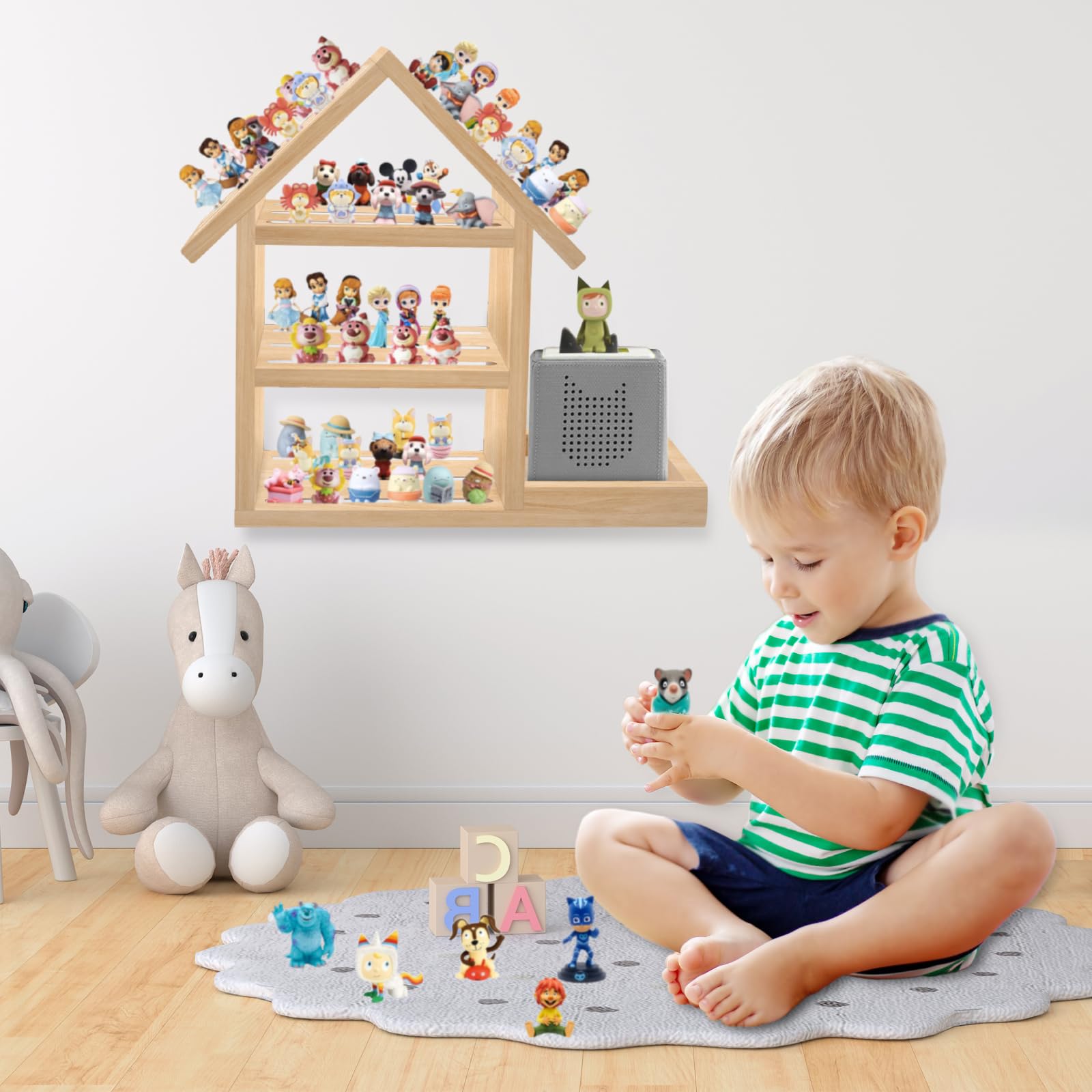 Tonie Étagère pour chambre d'enfant, en forme de maison, pour jusqu'à 85 Toniebox, magnétique, pour Tonie Box et figurines, pour garçons et filles