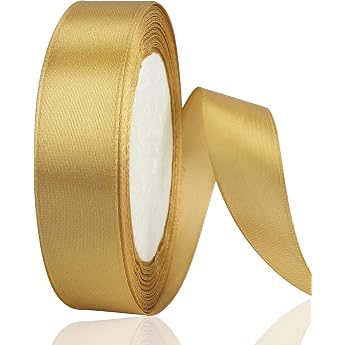 OWill Gold Gift Ribbon Double Sided Polyester 20 mm x 22 m Gold Ribbon Gold Ribbon for Cake Decoration Sewing Projects Party Balloon and Hair Bows Champagne Gold