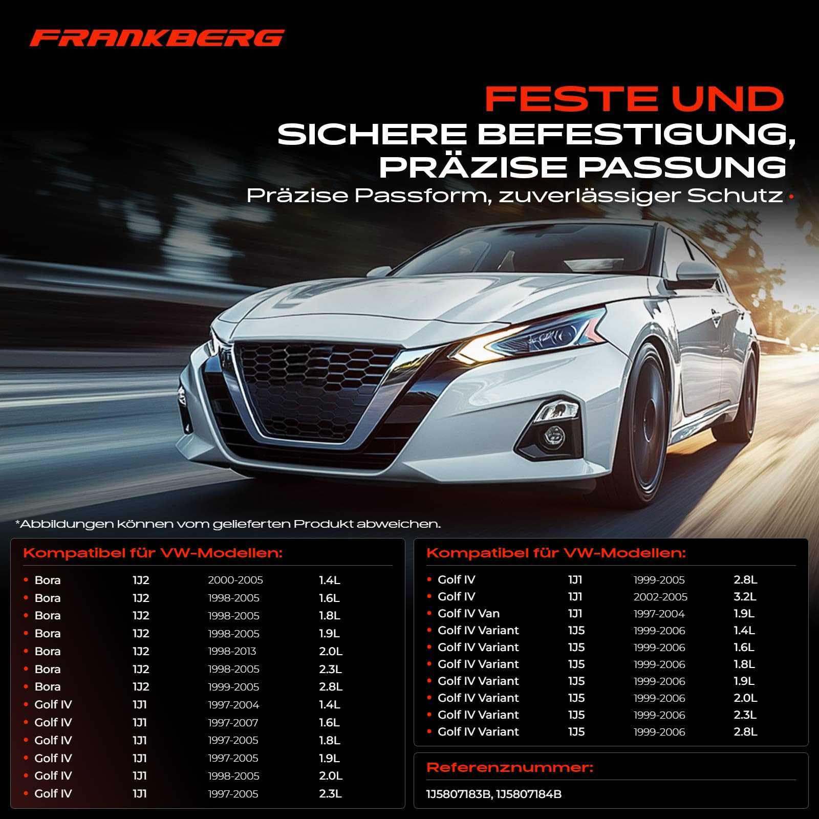 Frankberg 2x Paraurti Supporto Anteriore Compatibile con Golf IV 1J1 Golf IV Variante 1J5 Golf IV Cabriolet 1E7 B.o.r.a 1J2 B.o.r.a Variante 1J6 Replace# 1J5807183B