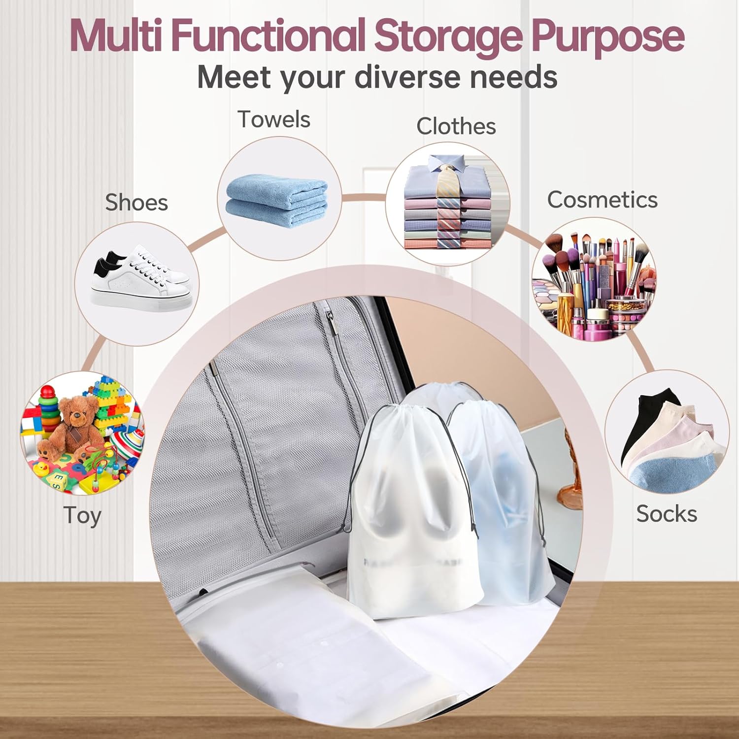 20 Pack Shoe Bags for Travel, 11.8" x 15.7" Waterproof Travel Shoe Bags for Packing, Large Clear Shoe Organizers Pouch with Rope, Portable Drawstring Shoes Storage Bag for Men & Women - Image 4