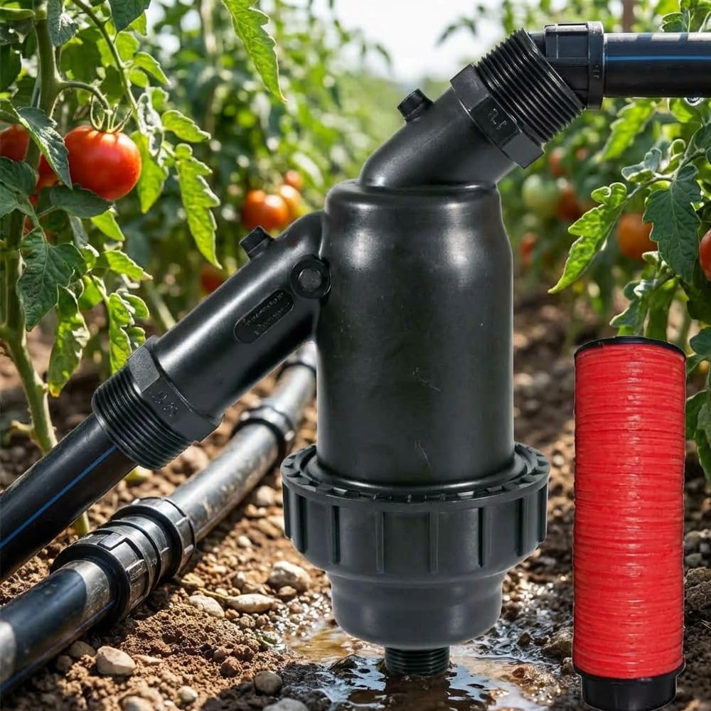 Suinga Filtre à anneaux 1" 120 mesh. Filetage mâle 1". Utilisé pour éviter l'entrée d'impuretés dans le réseau d'irrigation. Filetage mâle 1" pour s'adapter à un tuyau de 32mm, noir