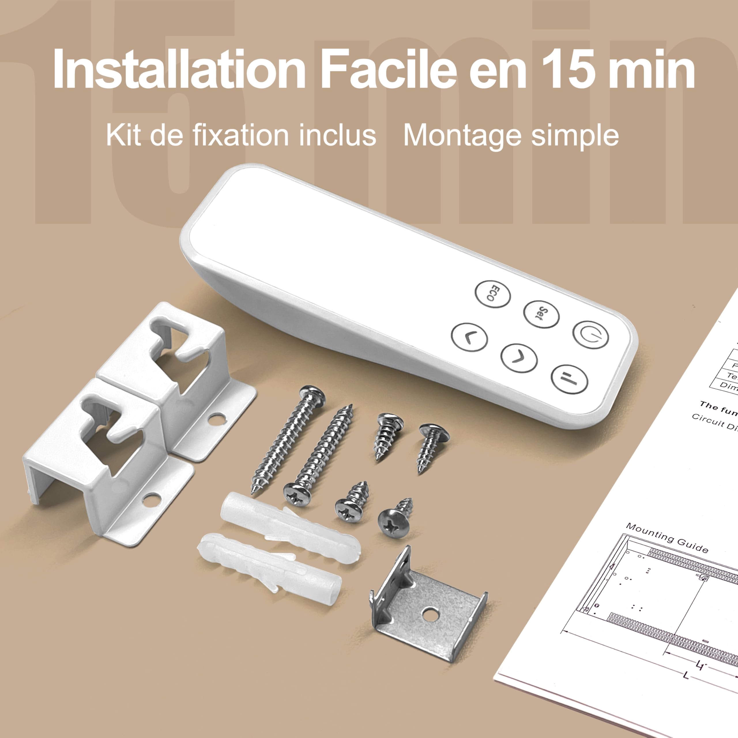 AICA Radiateur 1000W WiFi Écran tactile 2en1 Mobile/Mural Blanc | Verre trempé ultra-plat 70mm. Pilotage via app. Minuterie 24h. Montage mural ou sur pieds inclus.