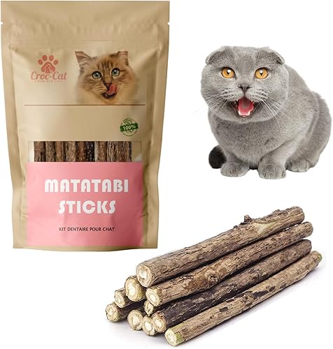 Croc-Cat Matatabi Sticks x 10 unidades, calidad premium, súper potentes, golosinas calmantes para gatos, palos de plata para gatos, palos de hierba