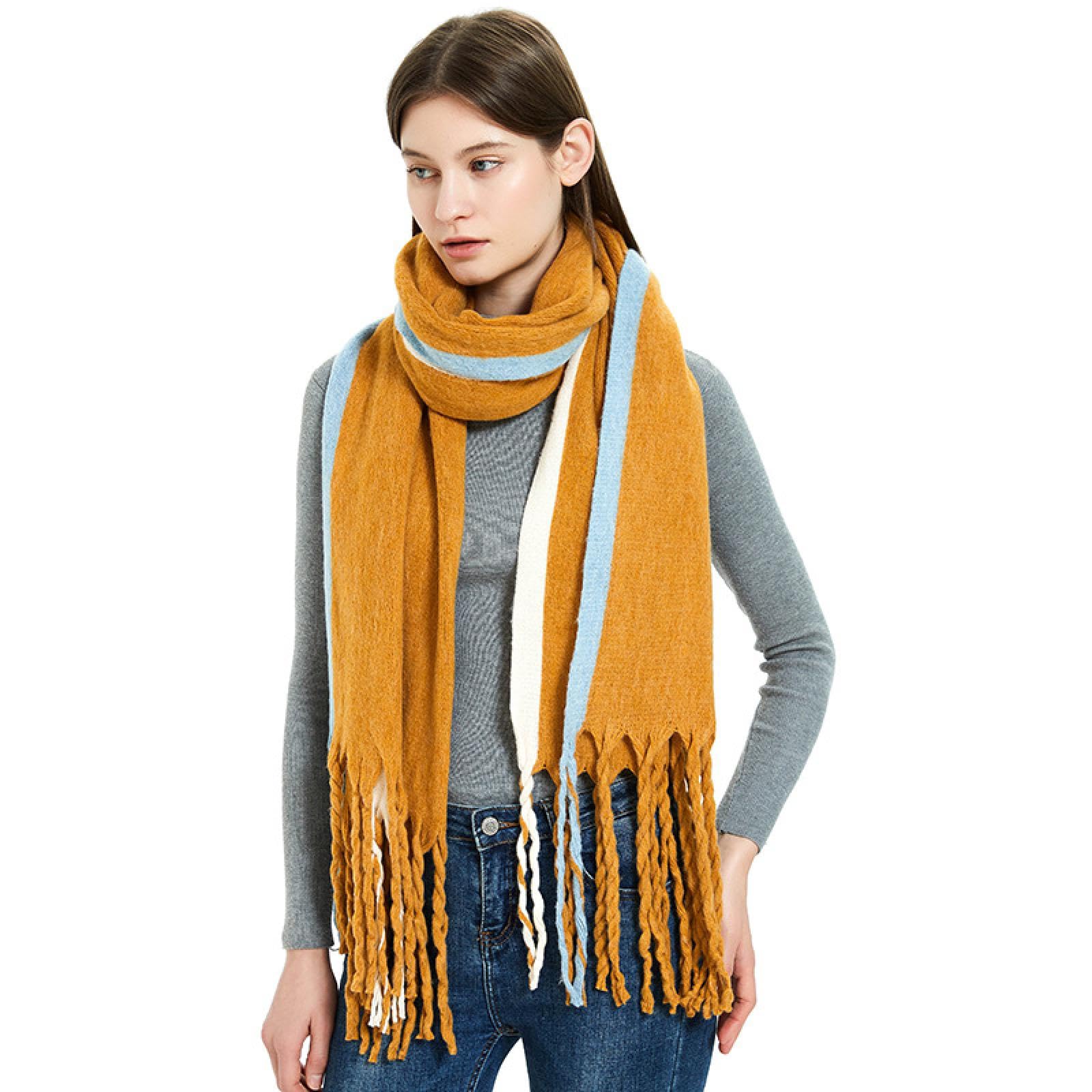 Sciarpa Donna Scialle Uomo Sciarpa Calda Per Uomo E Donna Autunno E Inverno Sciarpa Solida In Acrilico Con Nappa Lunga E Spessa