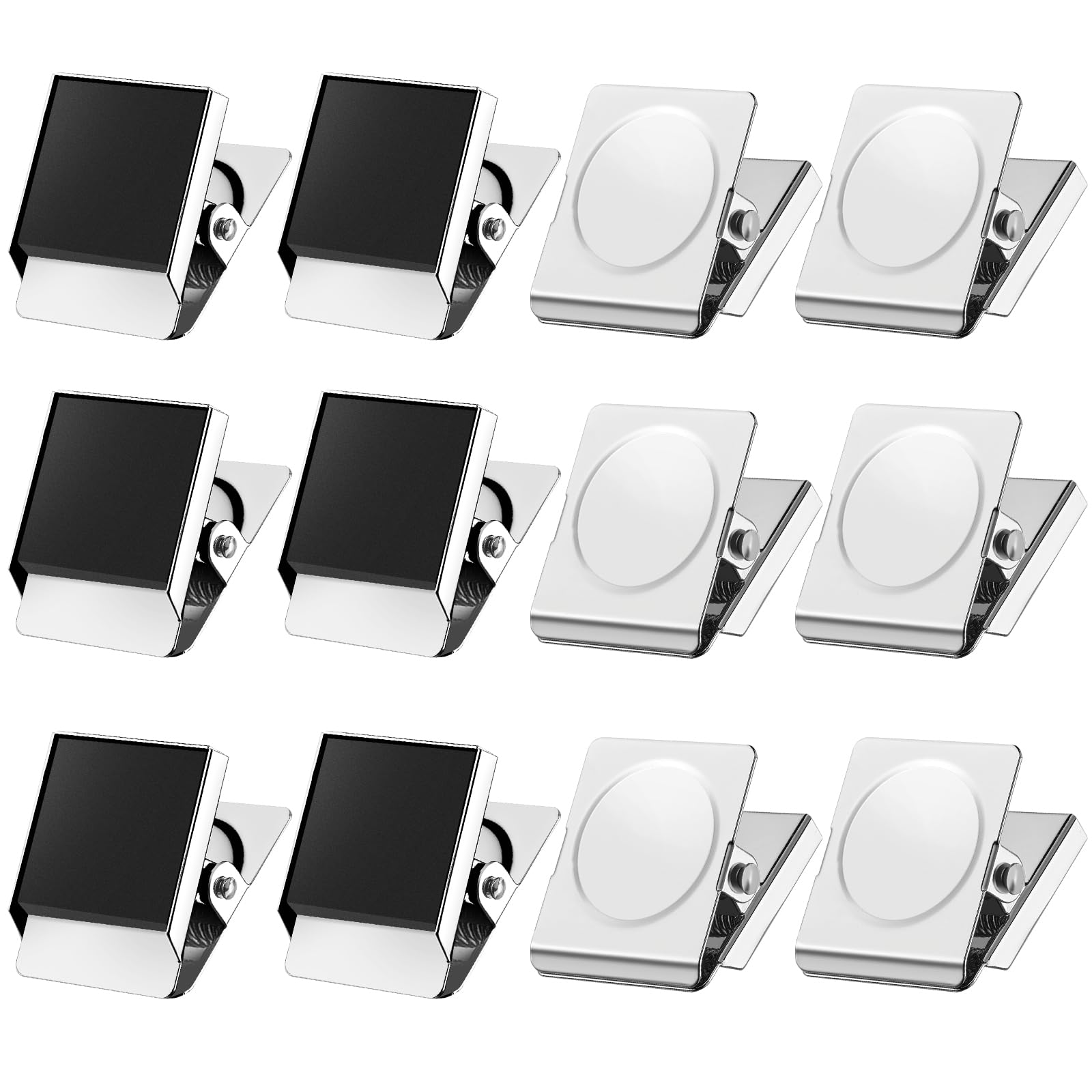 Jeffbaubl 12 pinzas magnéticas, imanes con pinza, clips magnéticos, plateados, pinzas magnéticas de metal para oficina, hogar, cocina, escuela, nevera y pizarra blanca