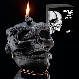 Black Skull Candle 5in, 36hr Burn, Gift Box - Unique...