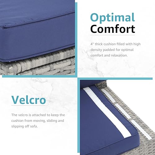 Miniatura 4 de Patiorama Juego de sofá de 2 piezas para patio, sofá seccional para exteriores, juego de conversación de mimbre de polietileno gris para todo tipo