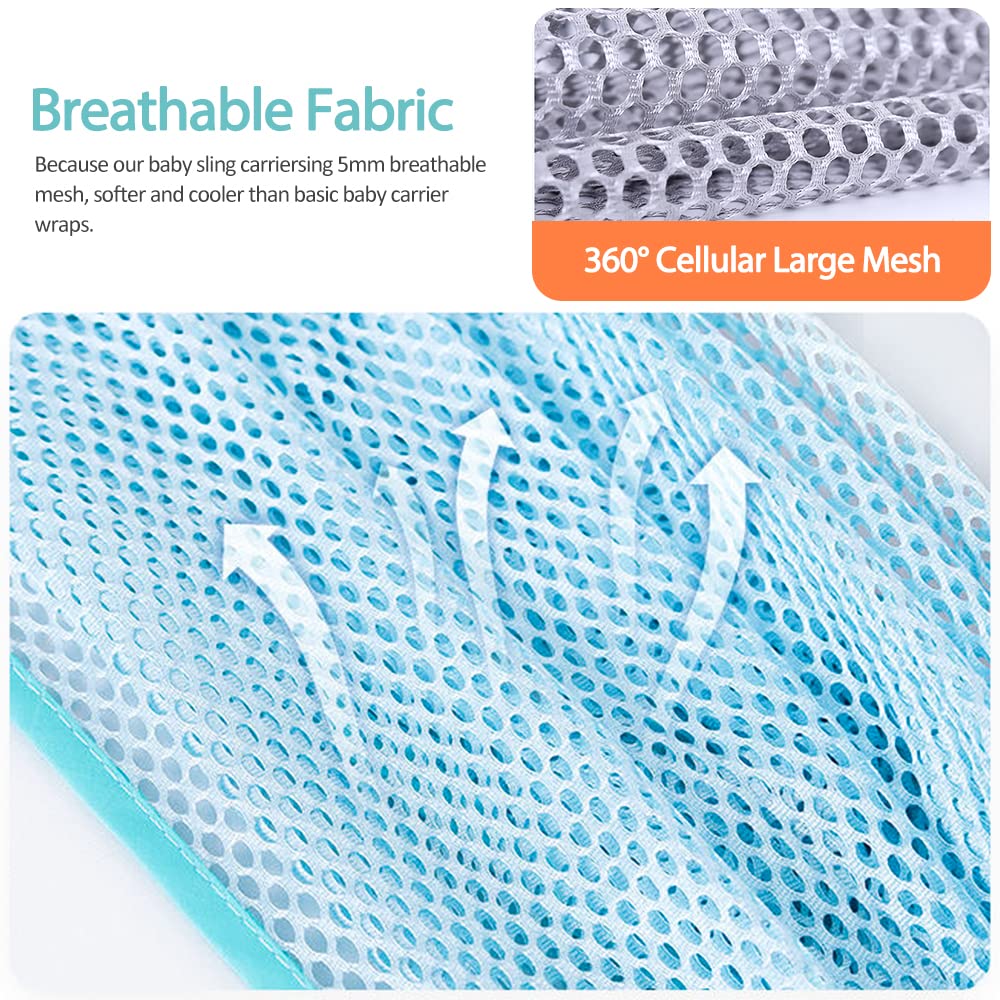 Fascia per neonati traspirante, regolabile, ad asciugatura rapida, tessuto a rete 3D, spallacci spessi, elastica per estate, piscina, spiaggia, trasporto neonati (blu)