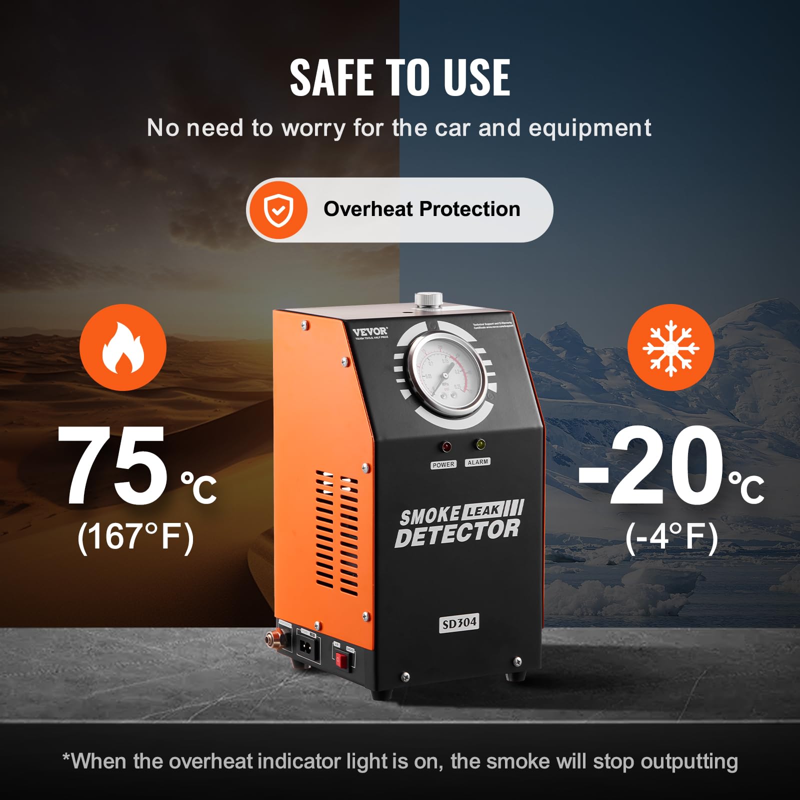 VEVOR Máquina Detectora de Fugas de Humo para Automóvil de 8 L/min, Modo de Humo en Modo Aire, Detector de Fugas, Dispositivo de Diagnóstico de Fugas -20 °C a 75 °C, 154 x 173 x 290 mm, 19-23 PSI