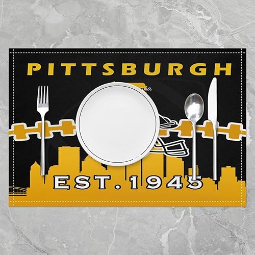 Miniatura 2 de Erosebridal Juego de 4 manteles individuales deportivos personalizados para niños de 12 x 18 pulgadas, manteles individuales para casco de fútbol,