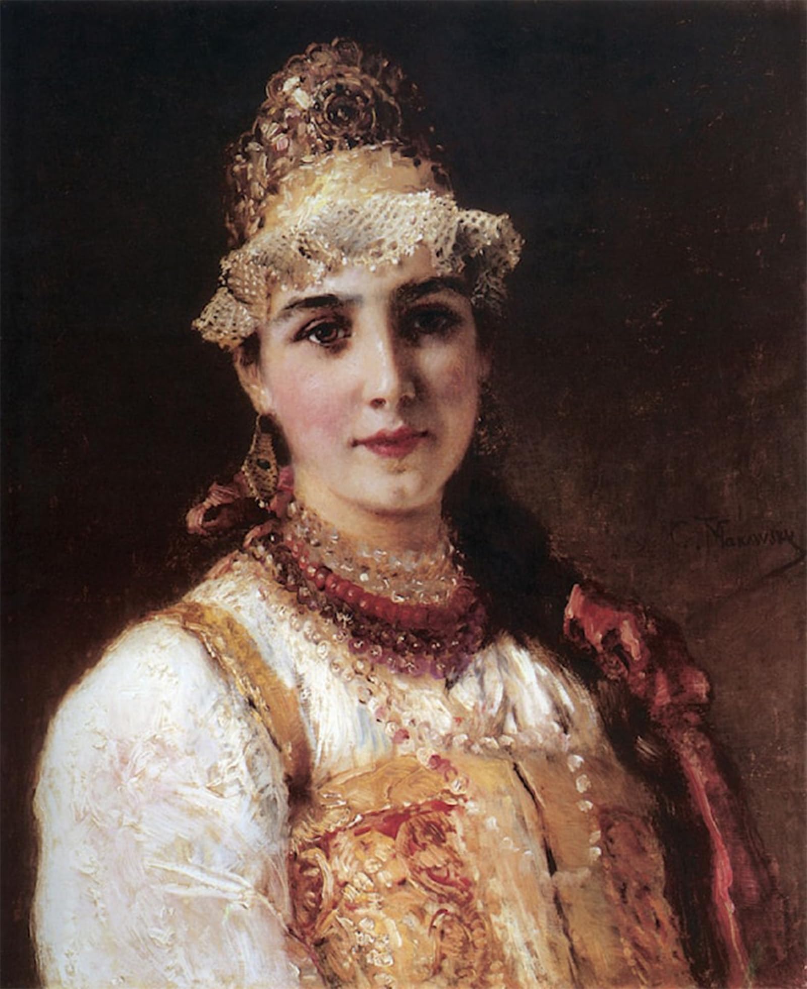 POSTERIIk Vintage Art Print Images Pictures Print the Boyar's Daughter by Konstantin Yegorovich Makovsky Modern Colour Posters for Office Home Decor 60x90cm