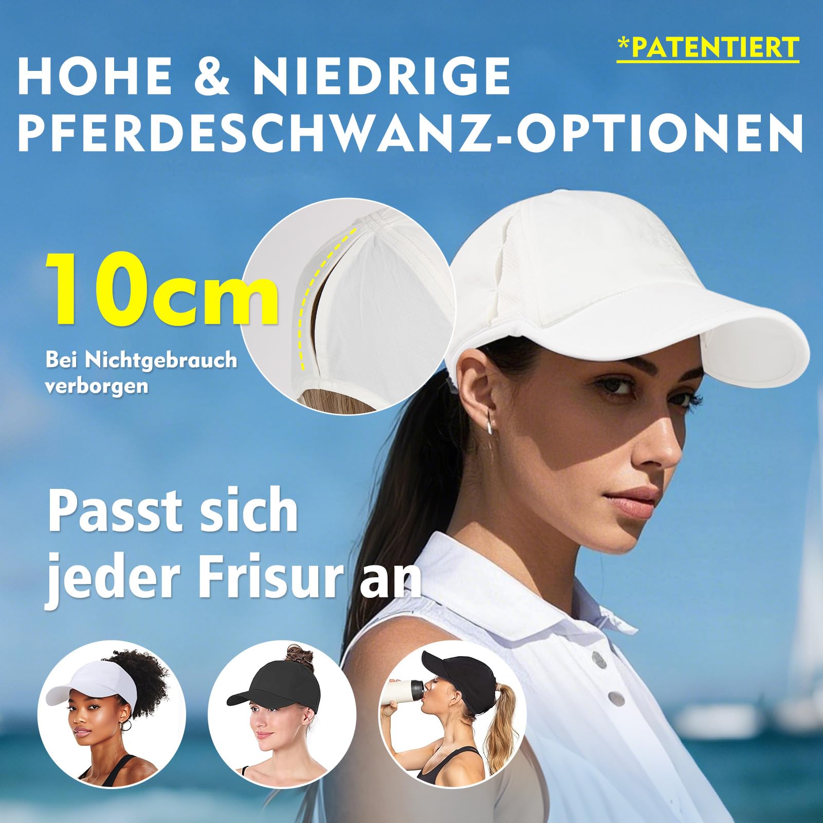 TOP-EX Cooling - Gorra de béisbol para mujer, con cola de caballo alta, UPF 50, gorra de béisbol para correr, golf, impermeable, transpirable, S/M/L/XL