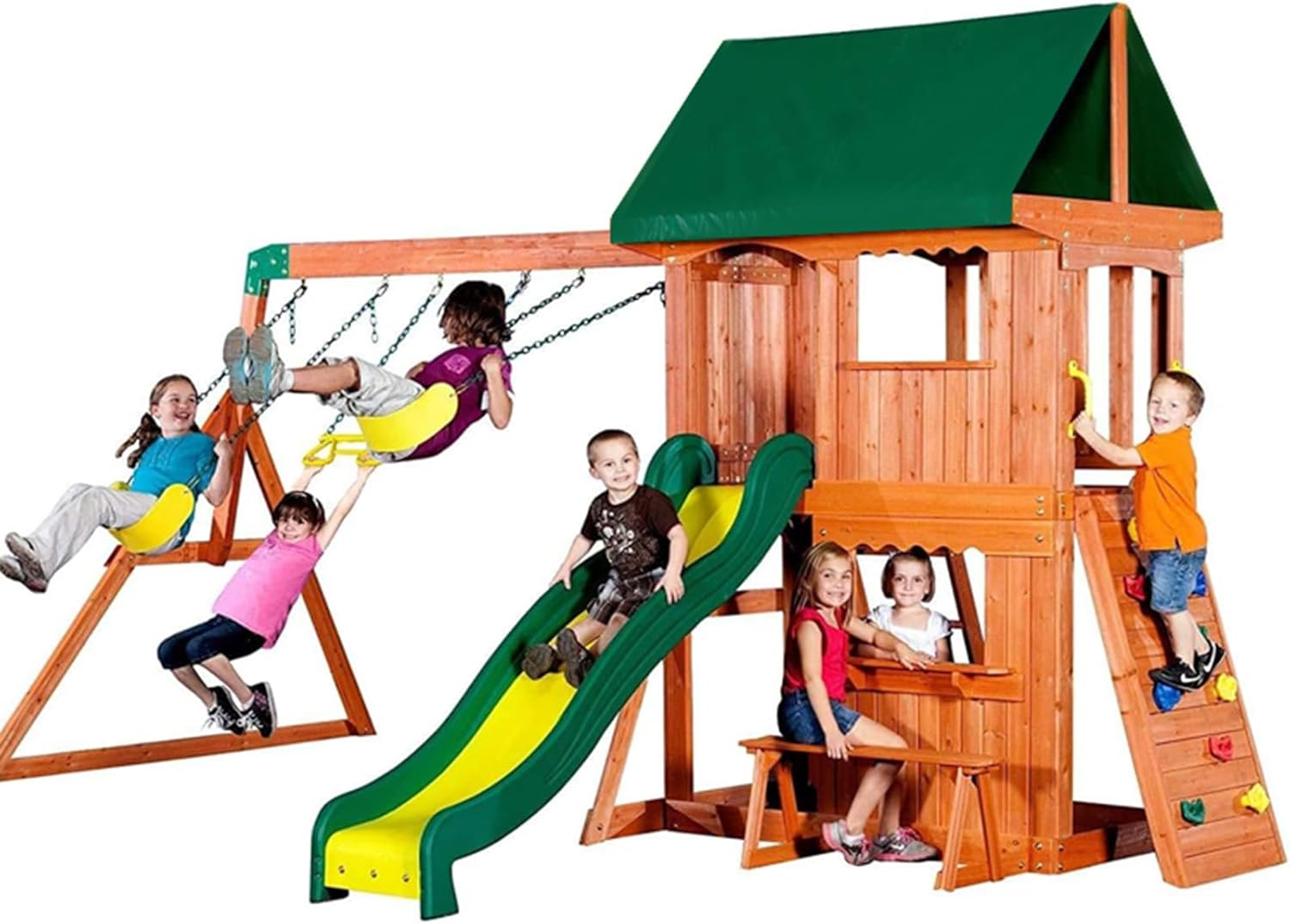 Swing Canopy Replacement Cover 52" x 90" Waterproof Outdoor Backyard Sunshade Swingset Shade Playset Tarp Sun Shade Proof Playground Canopy Replacement (Green)