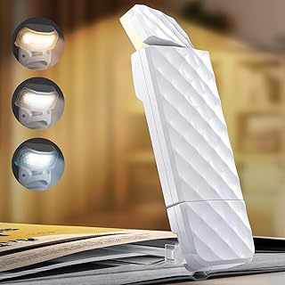Book Reading Light with Timer, Book Light for Reading in Bed, Rechargeable LED Clip on Book Reading Light, Portable Adjustable Lights with 3 Colors & 5 Brightness, Gifts for Readers&Kids