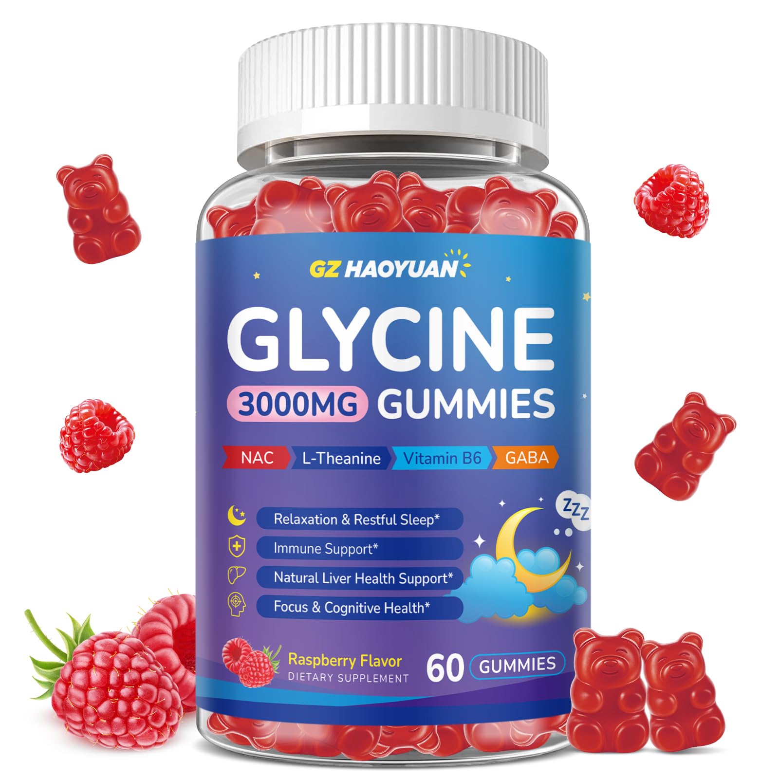 Glycine Gummies, Glycine 3g Supplements with NAC, L-Theanine, GABA, for Sleep, Relax, Nerve & Brain Support, Sugar Free, Vegan, Strawberr Flavor, 60 Cts — Amazon image 18