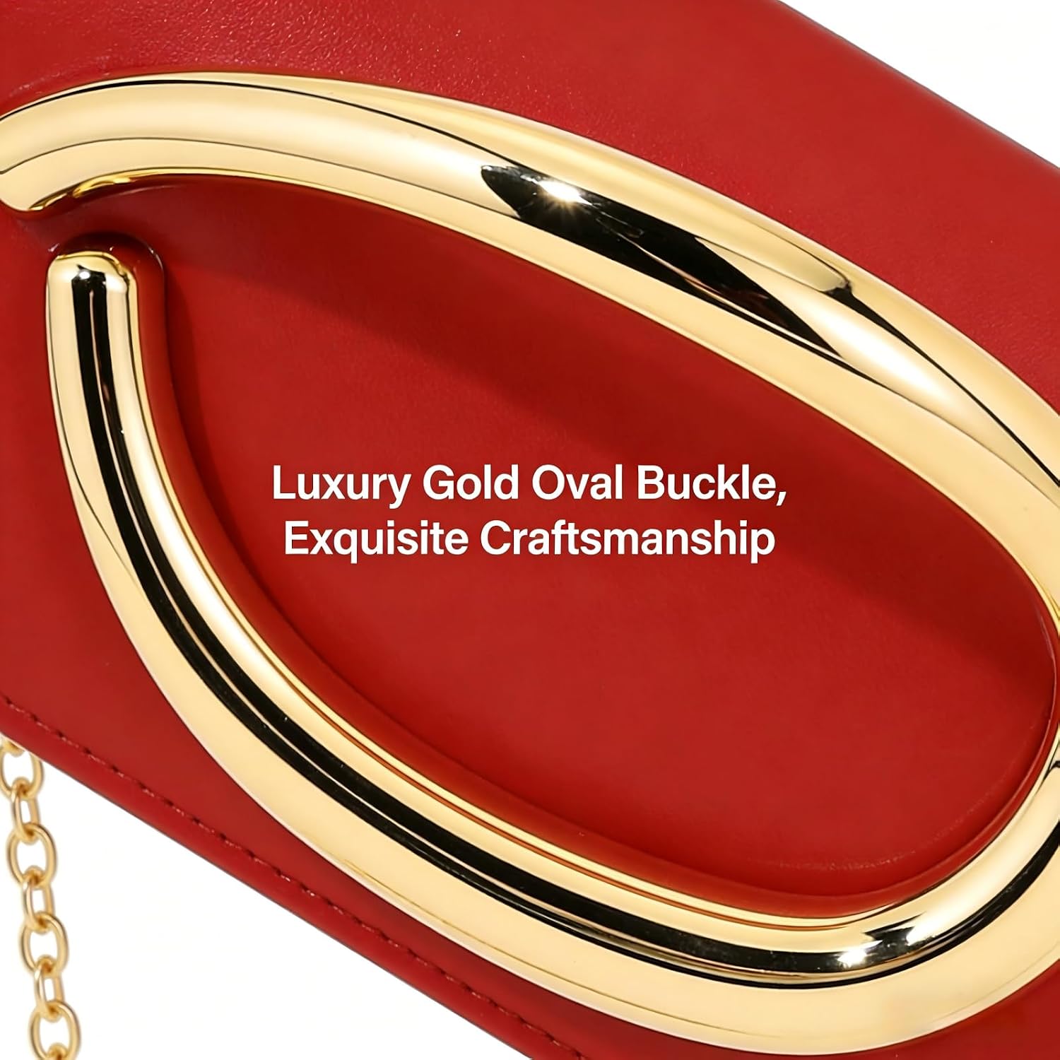 Evening Clutch Purses for Women, PU Leather Evening Bag with Detachable Chain & Metal Handle, Classic Crossbody Shoulder Bag
