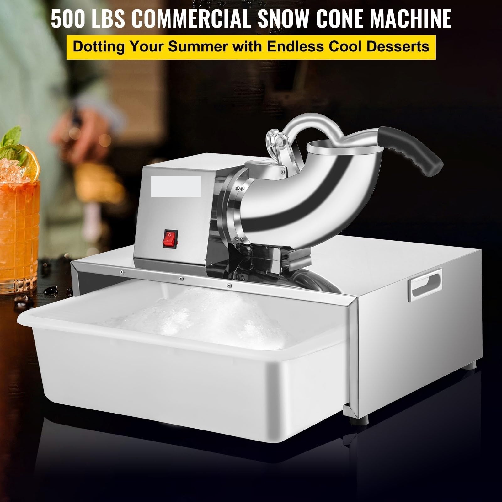 Électrique Cube Ice Shaver Granizing Machine 226Kg / H Commercial Snow Cone Chopper Home Slush Crusher Blender Flake Maker Assurer la Stabilité
