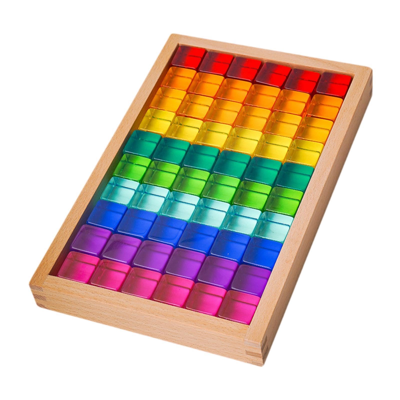 60 Stück Bausteine set für Kinder Steckspiel Acryl Würfel Lernspielzeug Zum Stapeln für Vorschule Geschenk Klassenzimmer