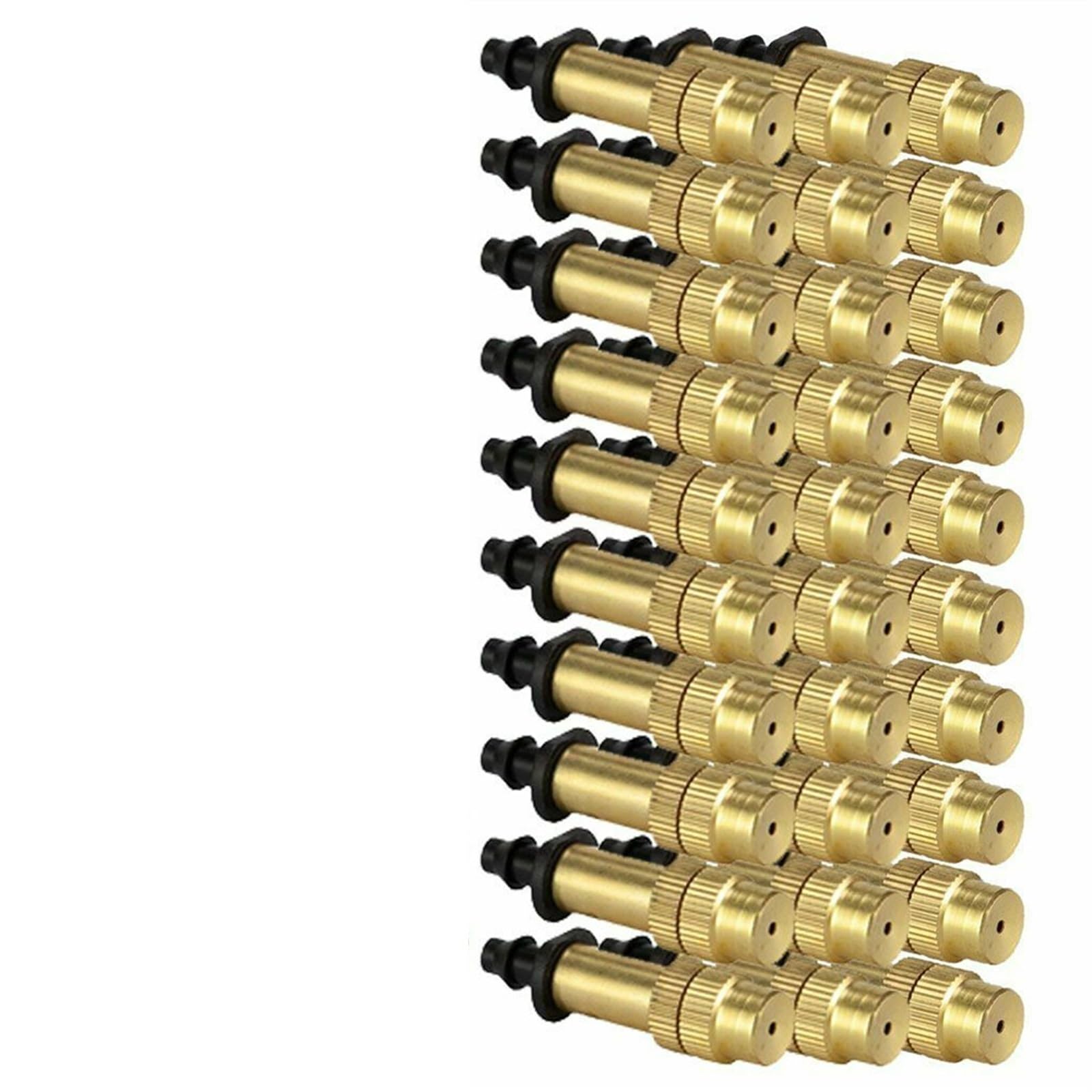 Brass Mister Nozzles Adjustable Misting Nozzle Gardening Water Mister Brass Spray Cooling Sprinkler for 47mm Billet Or PE Tube(30PCS)