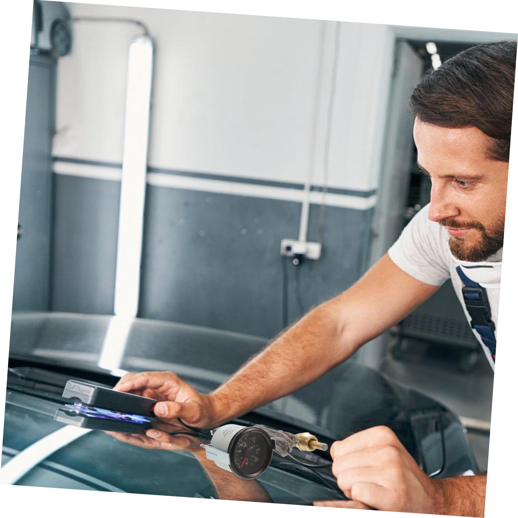 ULTECHNOVO Medidor Mecánico de Temperatura del Agua 52 Mm con Sensor 2 Pulgadas para Coche Indicador Dual Celsius y Fahrenheit Uso Automotor Vehículo Verano Invierno